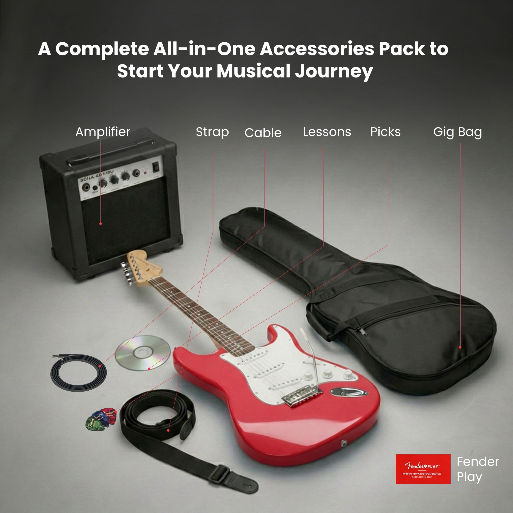 Squier by fender Stratocaster ストラップ付き Amazon.co.jp: Fender Squier Stratocaster - トリノレッドバンドル